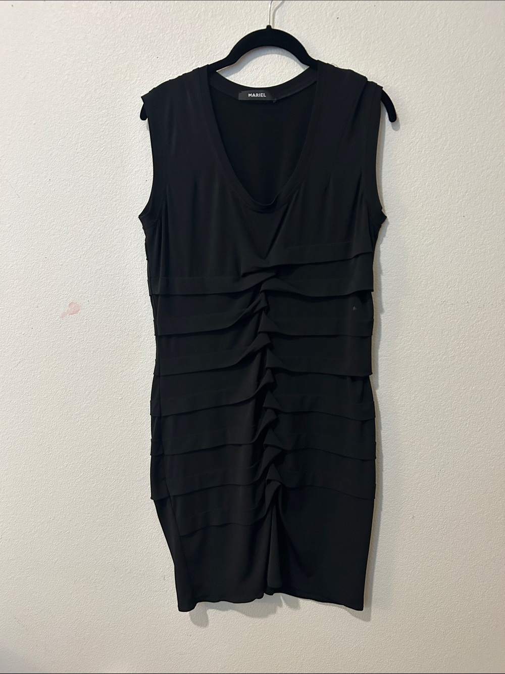 Mariel Black Layered Ruched Mini Dress